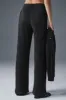 High-Waist Micro Plisse Straight Leg Pant - Black sold by Alo Yoga