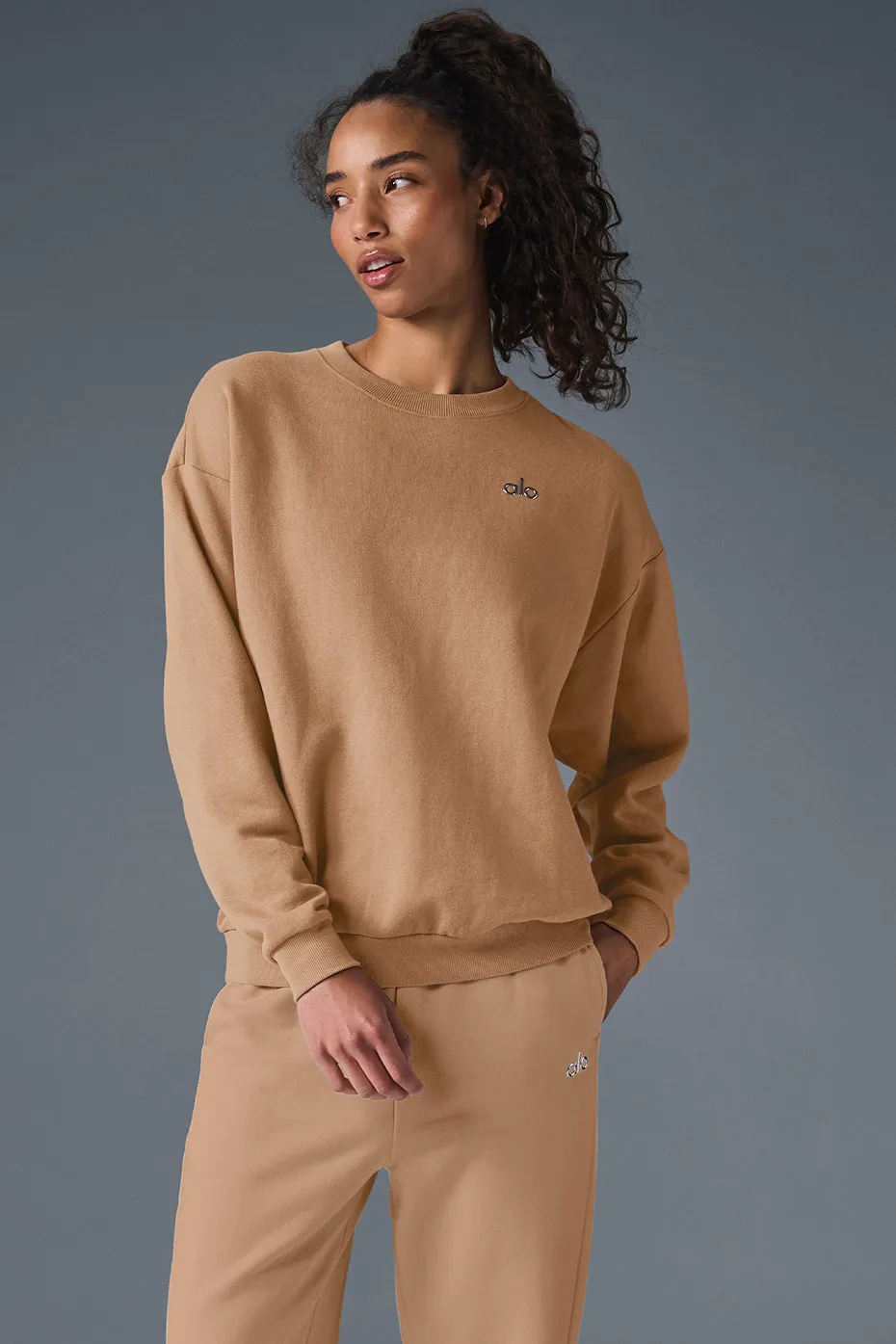Accolade Crew Neck Pullover - Toasted Almond sold by Alo Yoga