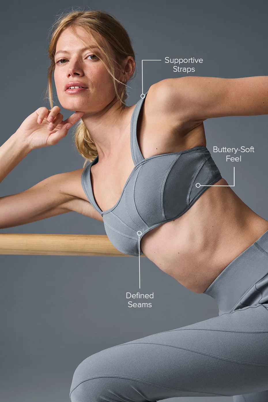 Alosoft Sunray Bra - Steel Grey/Grey sold by Alo Yoga product image thumbnail 2