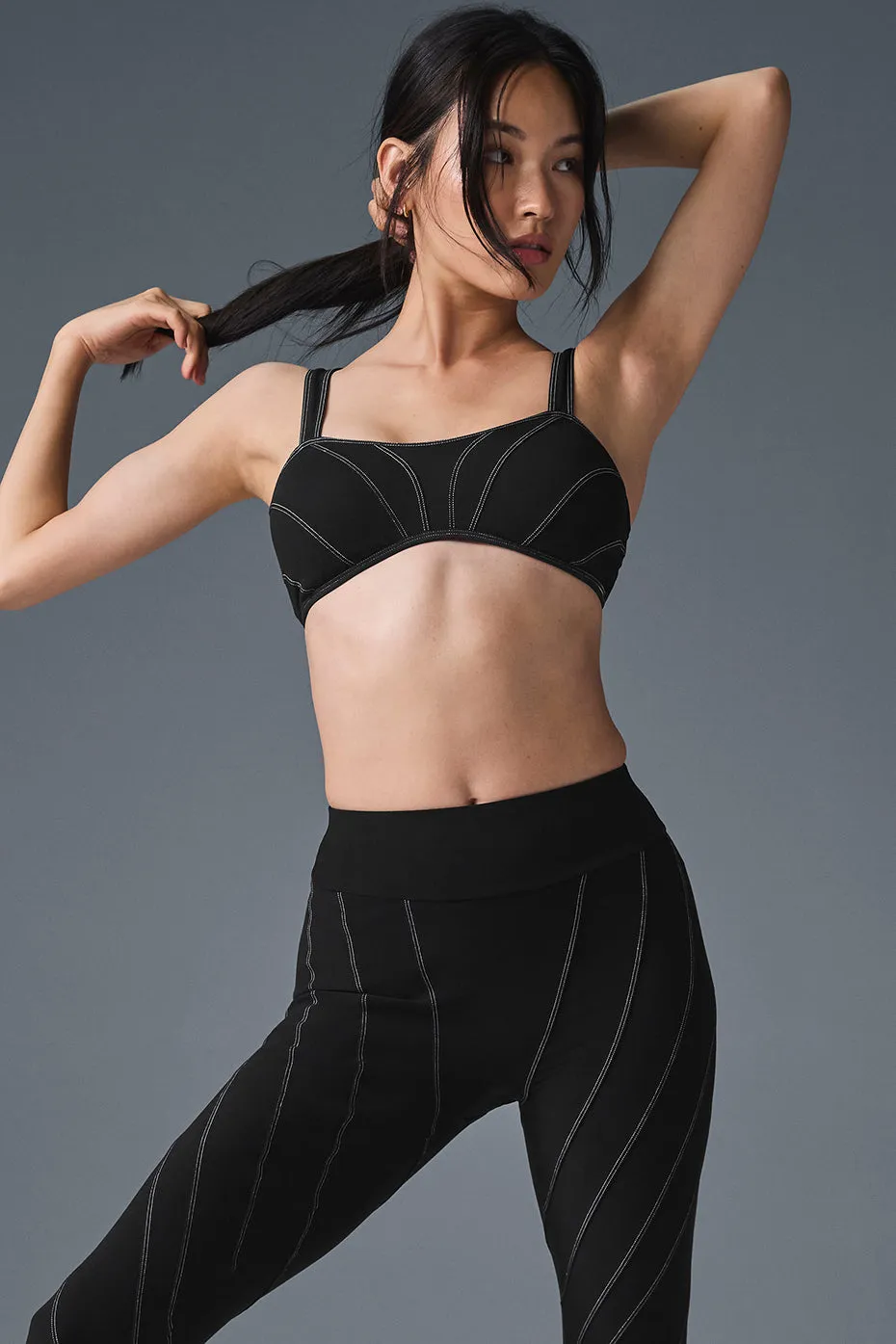 Alosoft Sunray Bra - Black/White sold by Alo Yoga