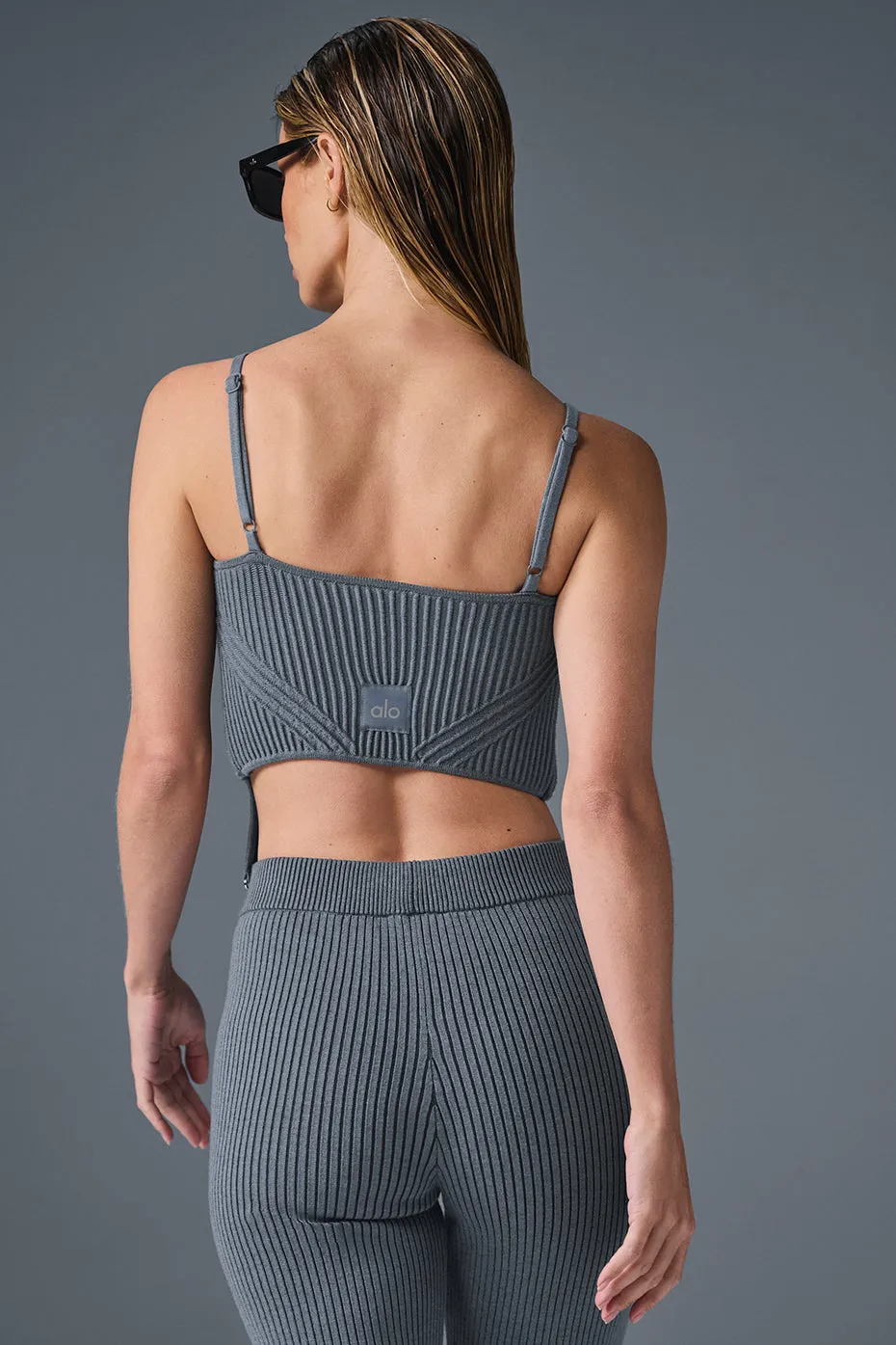 Denim Knit Garter Tank - Steel Grey/Anthracite sold by Alo Yoga product image thumbnail 3