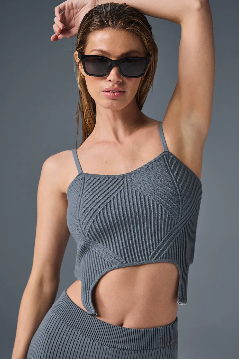 Denim Knit Garter Tank - Steel Grey/Anthracite sold by Alo Yoga product image thumbnail 5