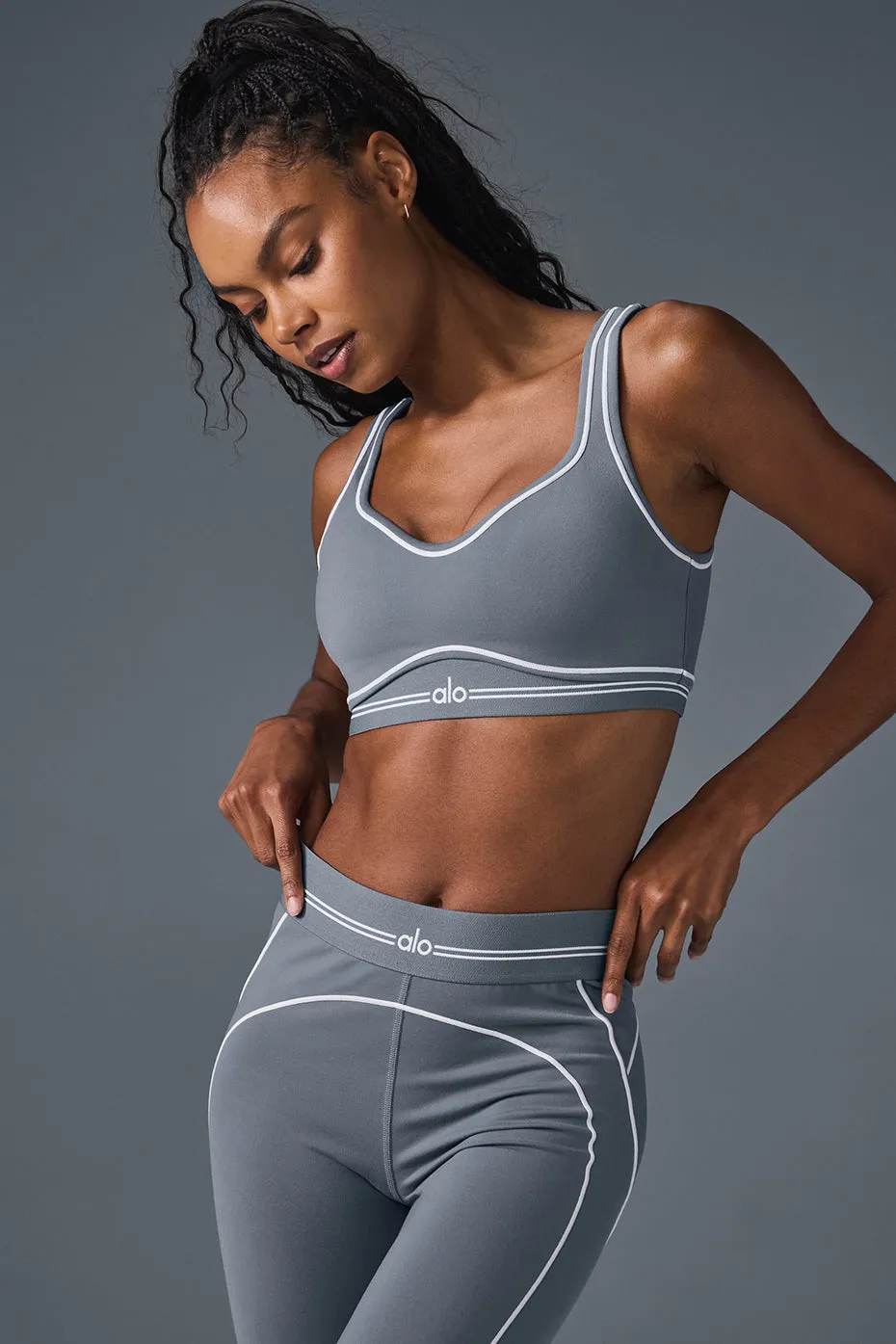 Airbrush Heart Throb Bra - Steel Grey/White sold by Alo Yoga product image thumbnail 3