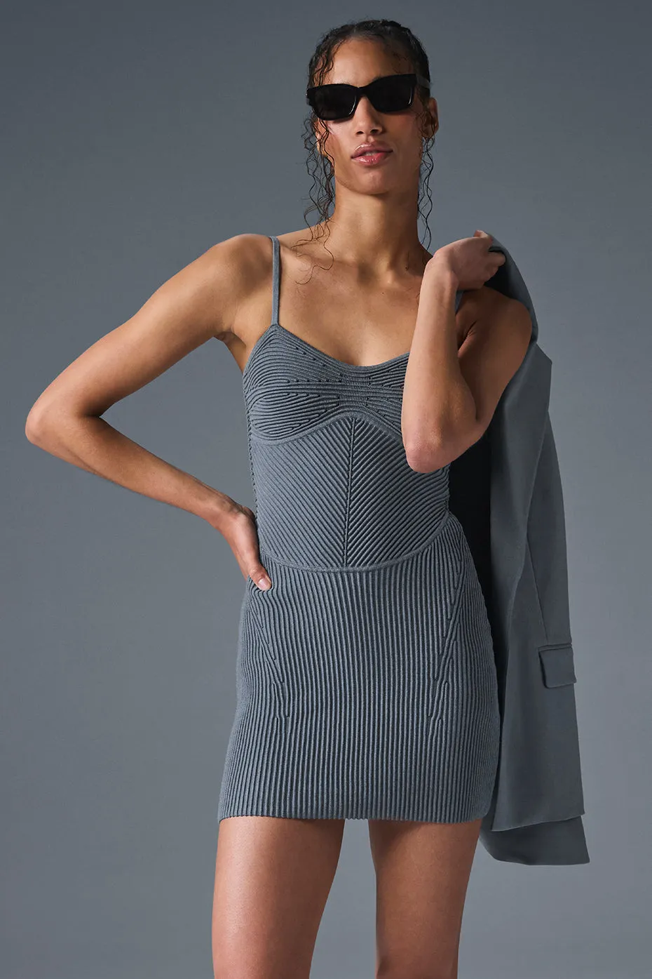 Denim Knit Mini Dress - Steel Grey/Anthracite sold by Alo Yoga product image thumbnail 3
