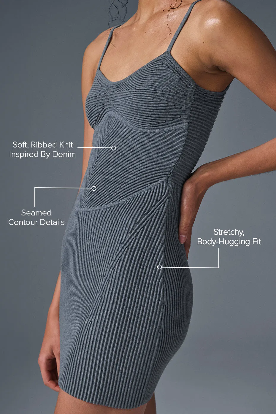 Denim Knit Mini Dress - Steel Grey/Anthracite sold by Alo Yoga product image thumbnail 2