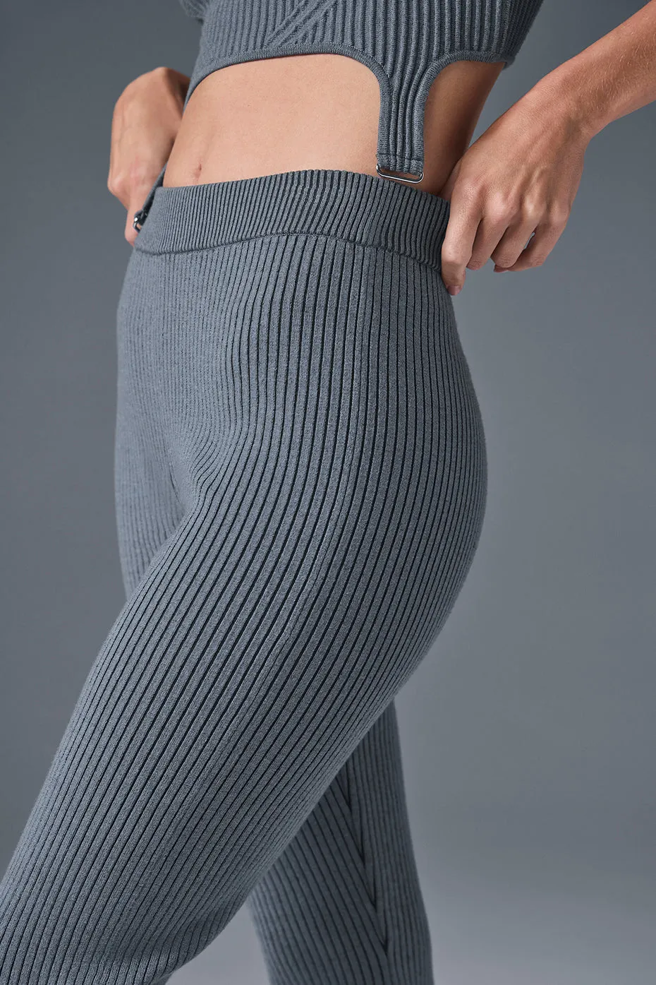 Denim Knit High-Waist Flare Pant - Steel Grey/Anthracite sold by Alo Yoga product image thumbnail 4