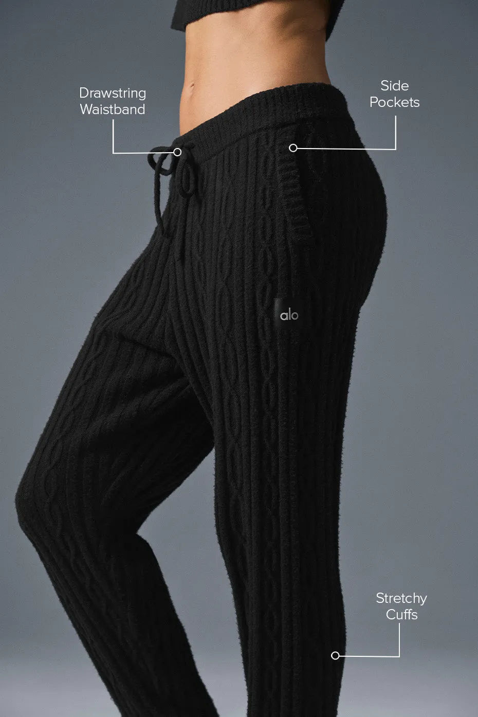 Cable Knit Winter Bliss Pant - Black sold by Alo Yoga product image thumbnail 2