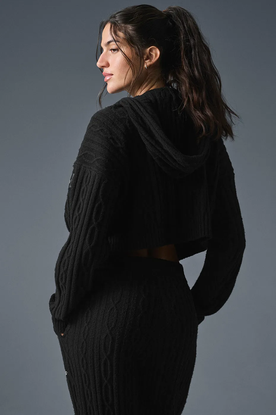 Cable Knit Winter Bliss Hoodie - Black sold by Alo Yoga product image thumbnail 3