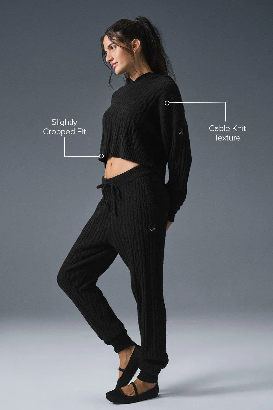 Cable Knit Winter Bliss Hoodie - Black sold by Alo Yoga product image thumbnail 2