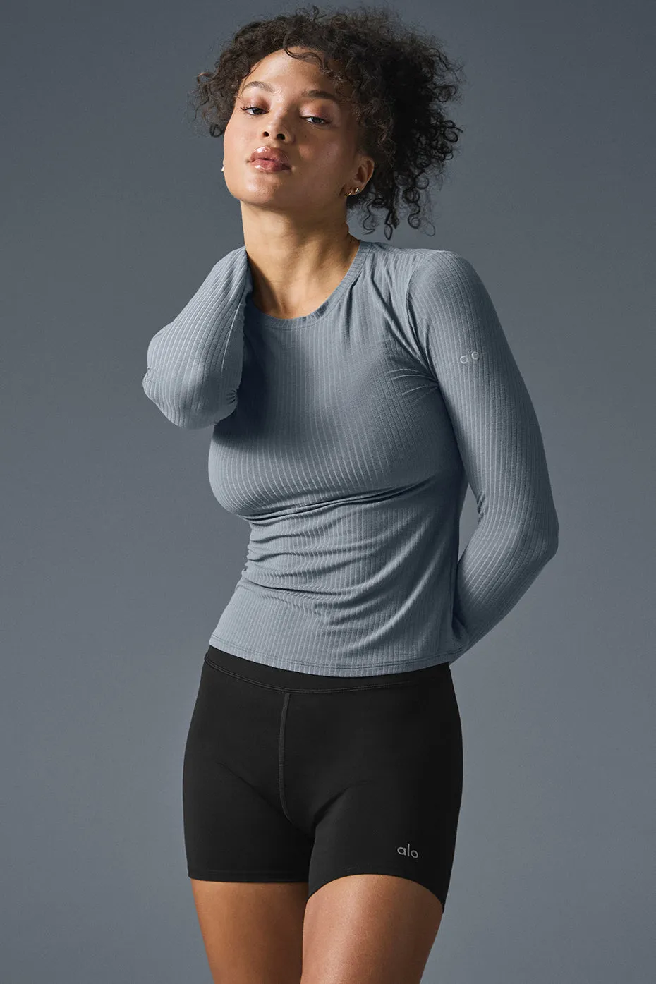Ribbed Sea Coast Long Sleeve - Steel Grey sold by Alo Yoga product image thumbnail 4