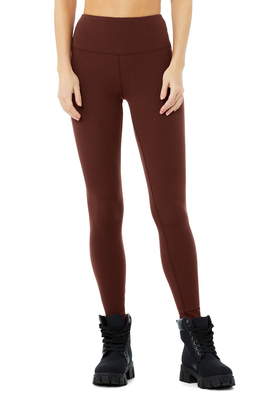 High-Waist Micro Waffle LowKey Legging - Cherry Cola sold by Alo Yoga