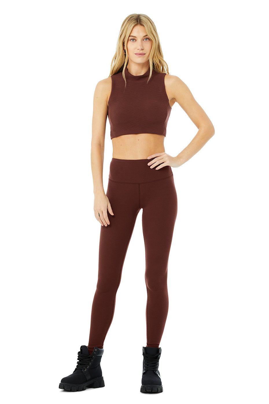 High-Waist Micro Waffle LowKey Legging - Cherry Cola sold by Alo Yoga product image thumbnail 6