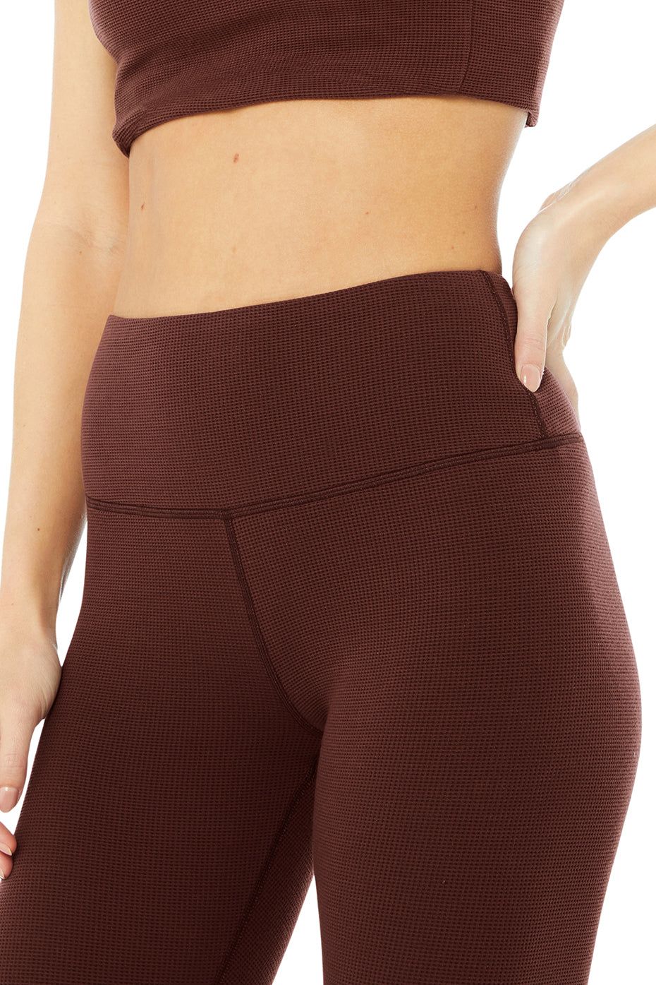 High-Waist Micro Waffle LowKey Legging - Cherry Cola sold by Alo Yoga product image thumbnail 4