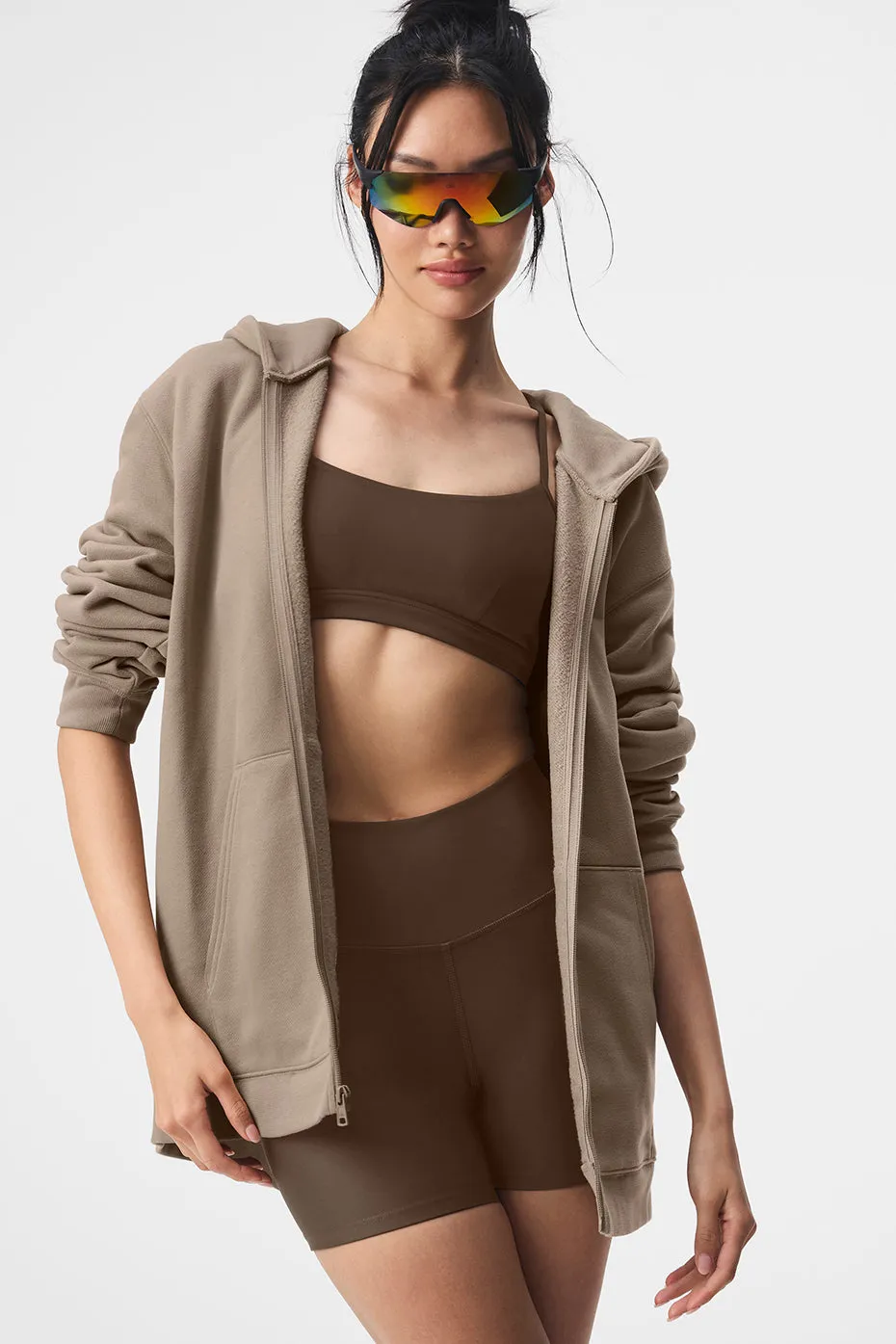 Renown Full Zip Hoodie - Gravel sold by Alo Yoga