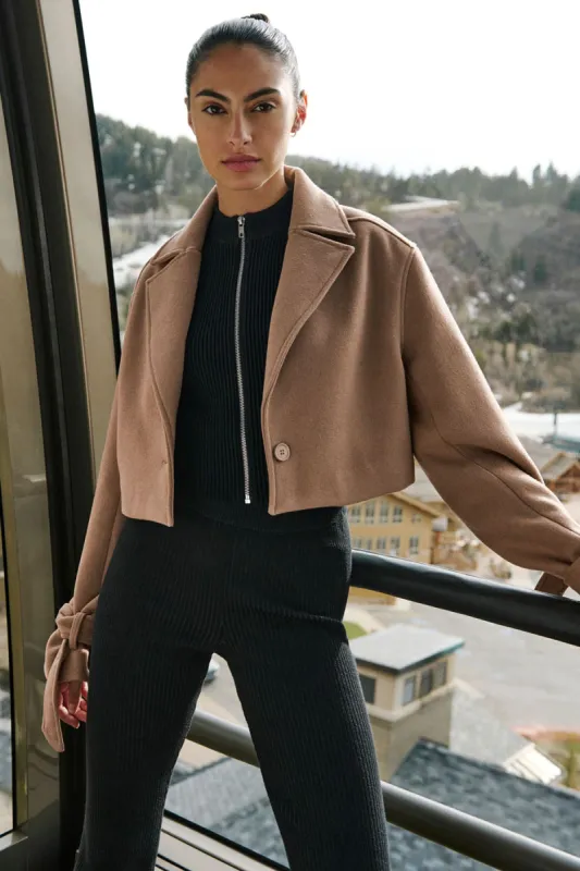 Wool Cropped Metro Trench - Toasted Almond sold by Alo Yoga