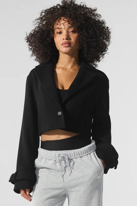 Wool Cropped Metro Trench - Black sold by Alo Yoga