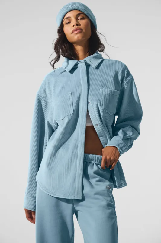 Ribbed Velour Mountain Side Shacket - Celestial Blue made by Alo Yoga