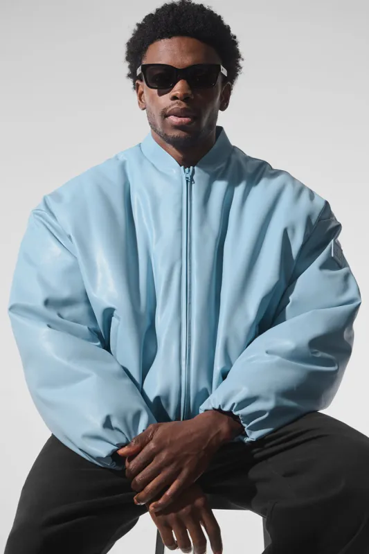 Faux Leather Premier Bomber - Celestial Blue sold by Alo Yoga