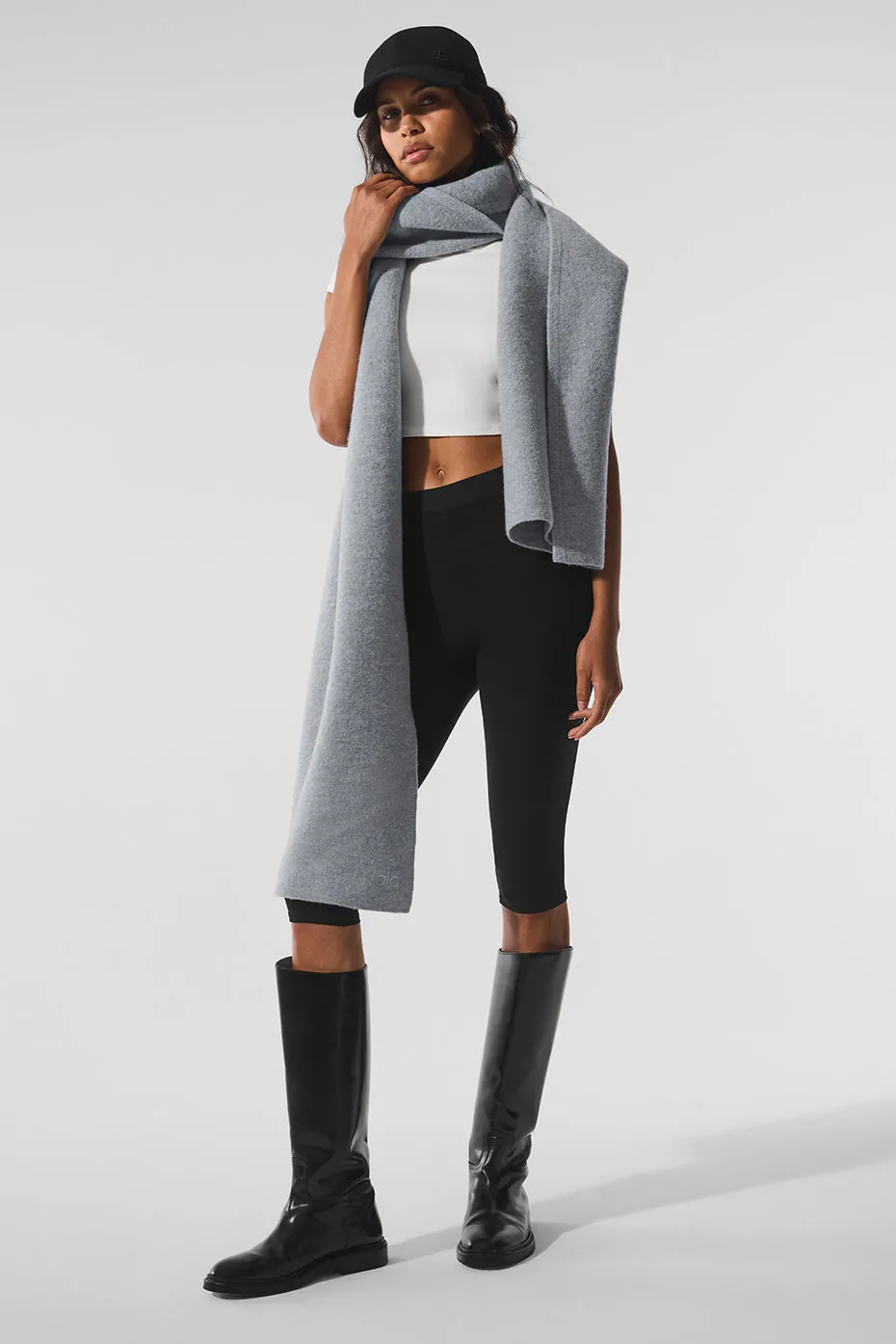 Merino Wool Oversized Scarf - Hazy Heather Grey sold by Alo Yoga product image thumbnail 3