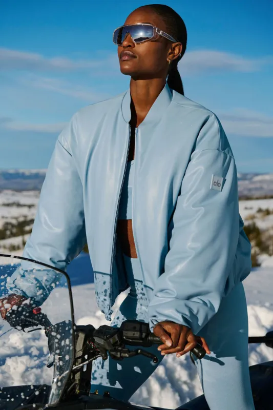 Faux Leather Premier Bomber - Celestial Blue sold by Alo Yoga