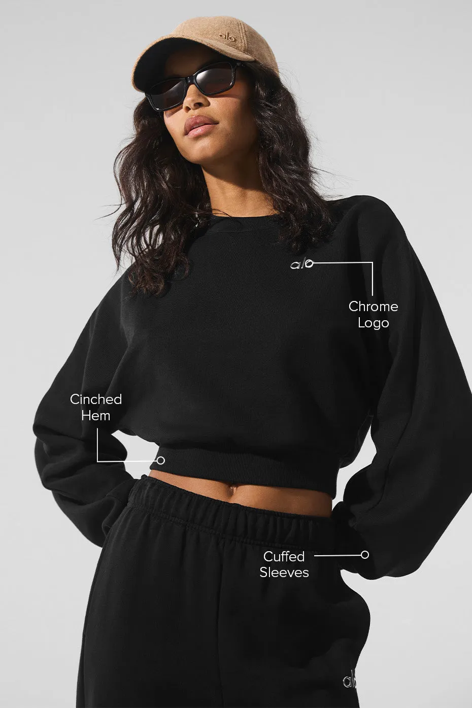 Cropped Accolade Crewneck - Black sold by Alo Yoga product image thumbnail 2