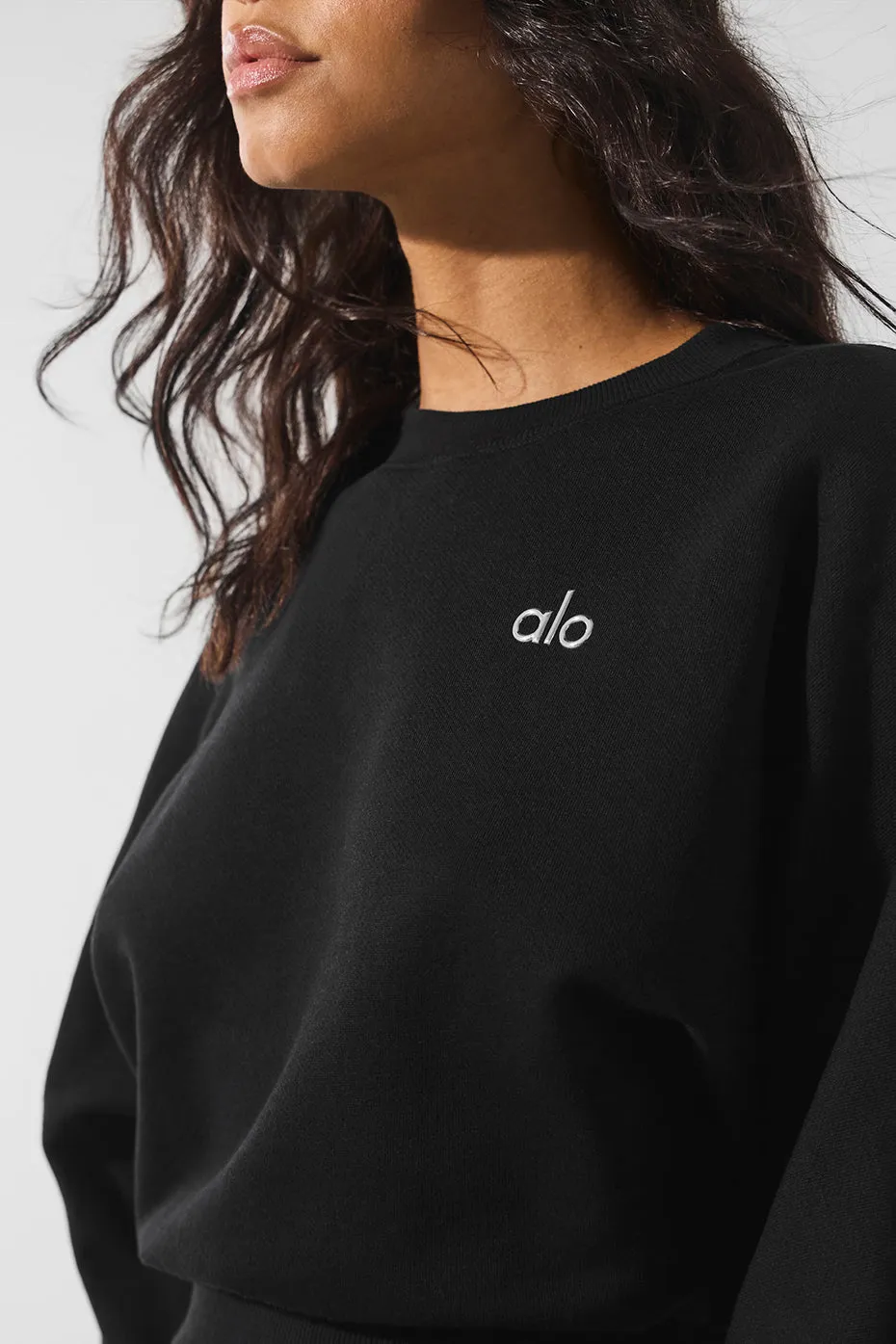 Cropped Accolade Crewneck - Black sold by Alo Yoga product image thumbnail 4