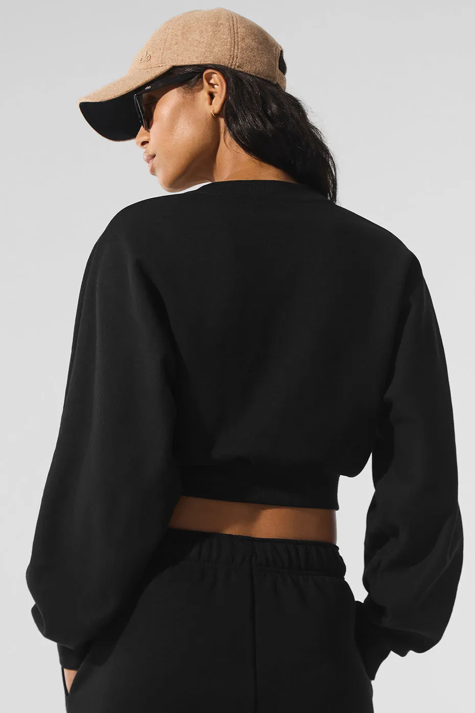 Cropped Accolade Crewneck - Black sold by Alo Yoga product image thumbnail 3
