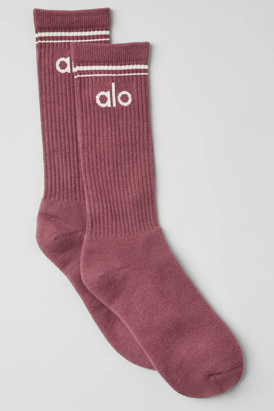 Unisex Throwback Sock - Burgundy Truffle/Ivory sold by Alo Yoga