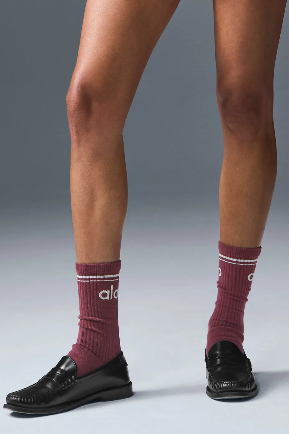 Unisex Throwback Sock - Burgundy Truffle/Ivory sold by Alo Yoga product image thumbnail 2