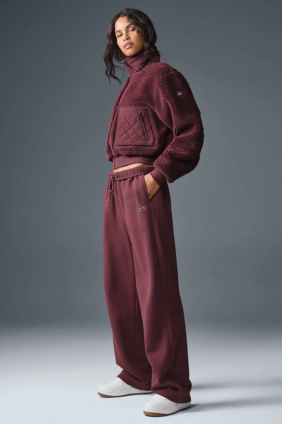 Sherpa Edge Bomber - Burgundy Truffle sold by Alo Yoga product image thumbnail 3