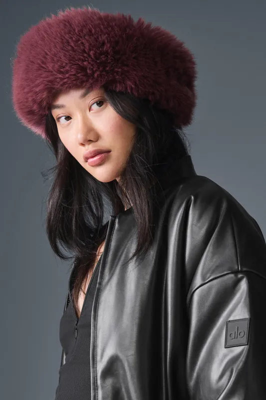 Opulent Faux Fur Wintersun Headband - Burgundy Truffle sold by Alo Yoga