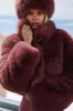 Opulent Faux Fur Cropped Jacket - Burgundy Truffle sold by Alo Yoga
