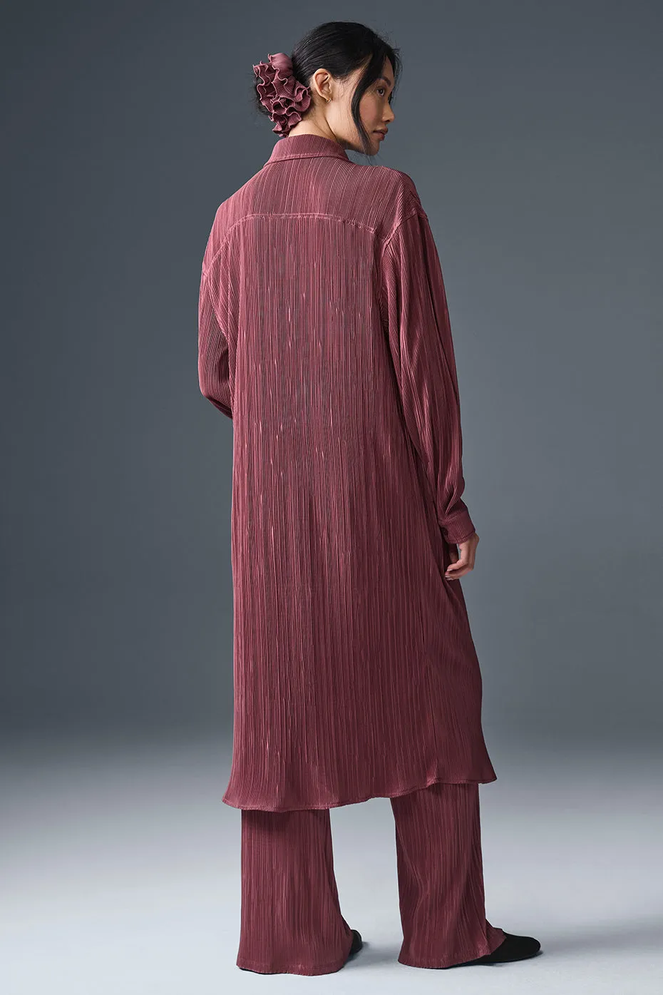Micro Plisse Shirt Dress - Burgundy Truffle sold by Alo Yoga product image thumbnail 4