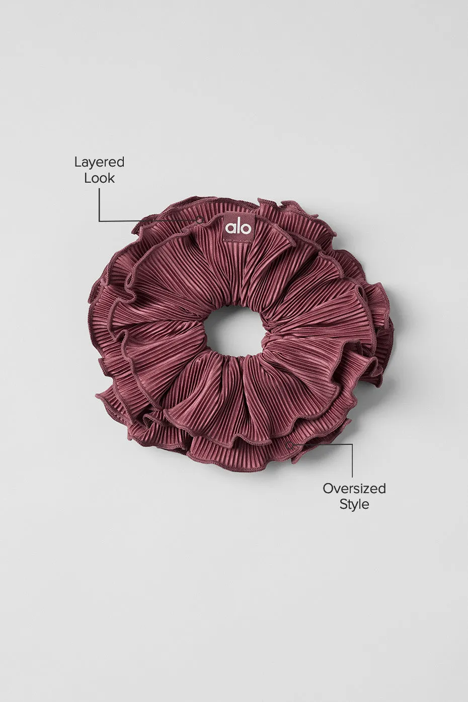 Micro Plisse Oversize Scrunchie - Burgundy Truffle sold by Alo Yoga product image thumbnail 2