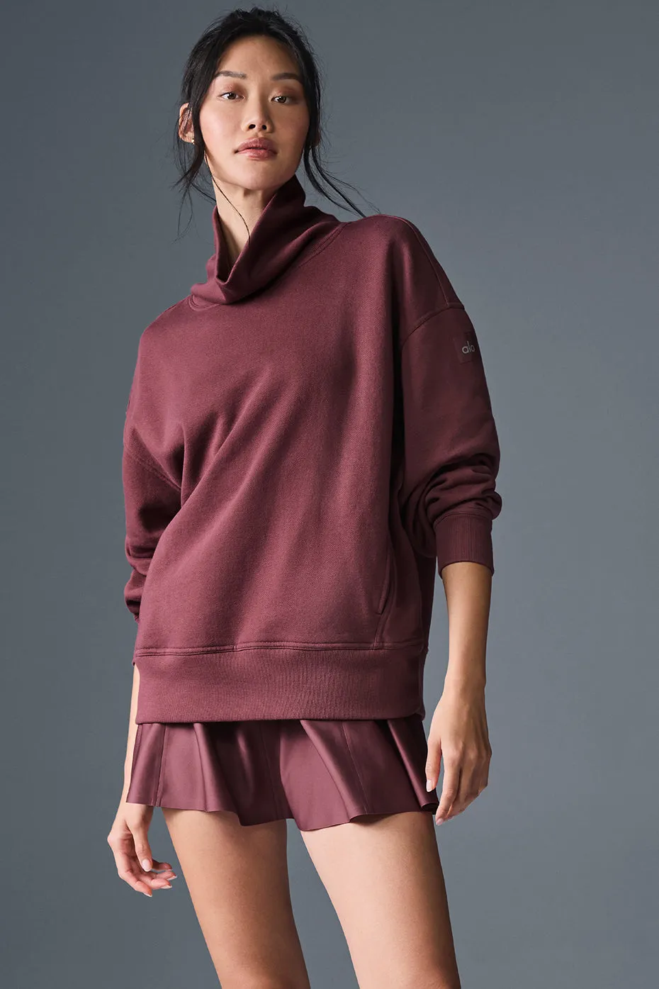 Hazy Mock Neck Pullover - Burgundy Truffle sold by Alo Yoga product image thumbnail 4