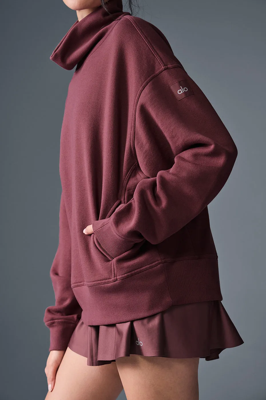 Hazy Mock Neck Pullover - Burgundy Truffle sold by Alo Yoga product image thumbnail 5