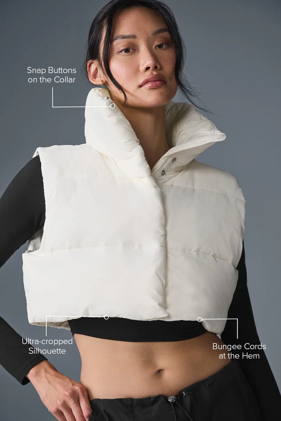 Cropped Gold Rush Puffer Vest - Ivory sold by Alo Yoga product image thumbnail 2