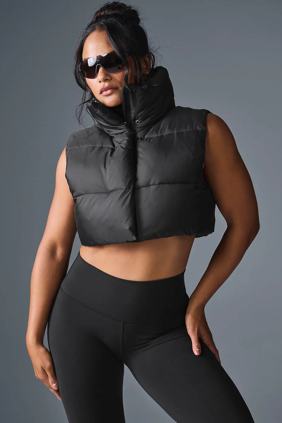 Cropped Gold Rush Puffer Vest - Black sold by Alo Yoga product image thumbnail 5