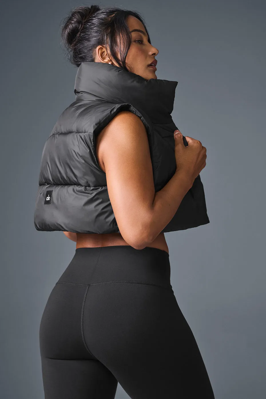 Cropped Gold Rush Puffer Vest - Black sold by Alo Yoga product image thumbnail 3