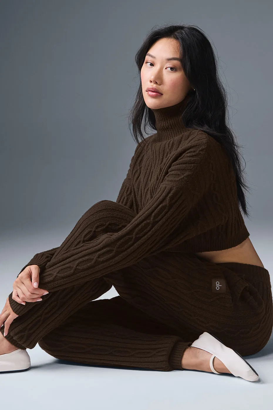 Cable Knit Winter Bliss Pant - Espresso sold by Alo Yoga product image thumbnail 5