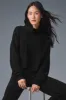 Cashmere Plush Waffle Turtleneck Pullover - Black sold by Alo Yoga