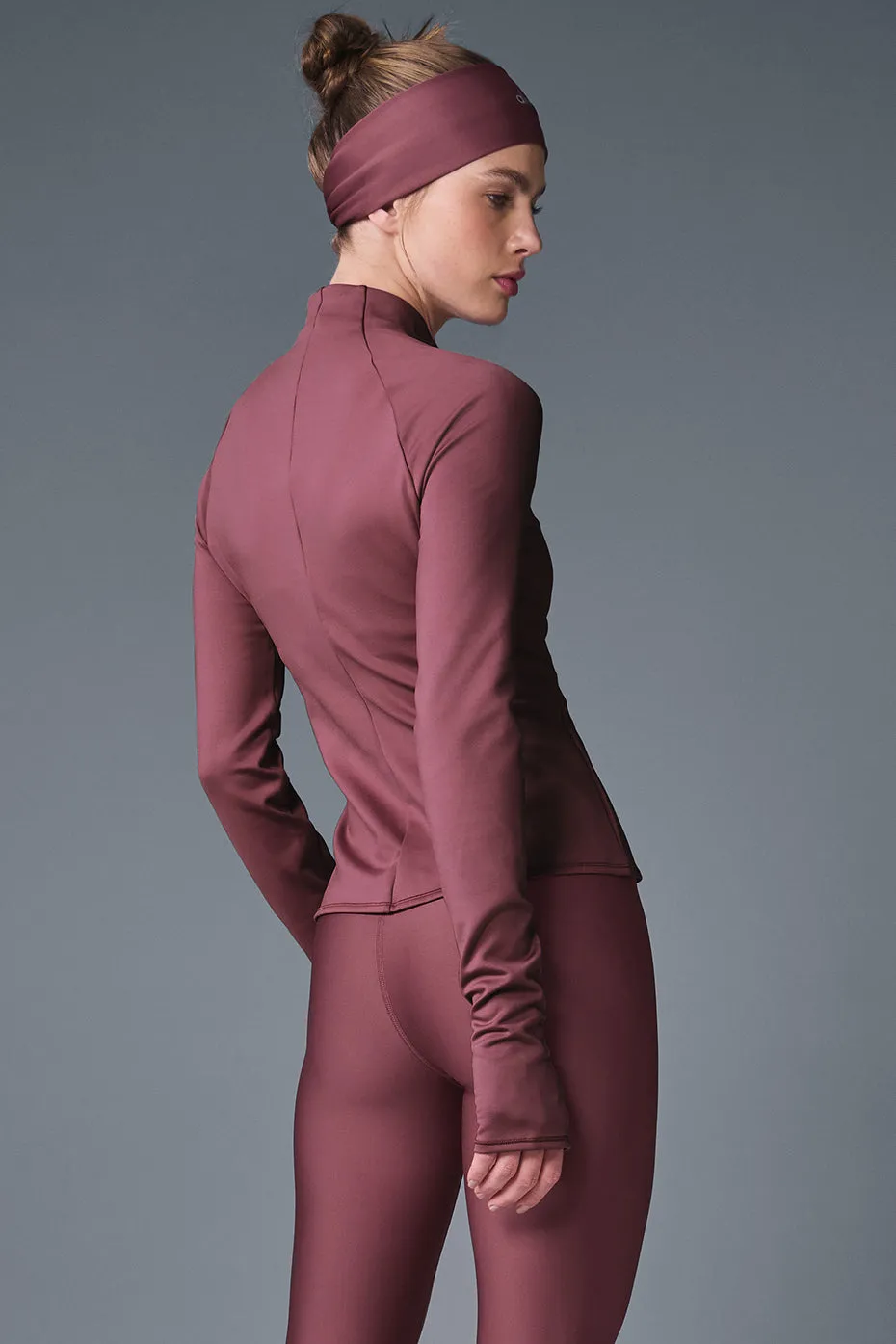 Airlift Winter Warm 1/4 Zip Long Sleeve - Burgundy Truffle sold by Alo Yoga product image thumbnail 3