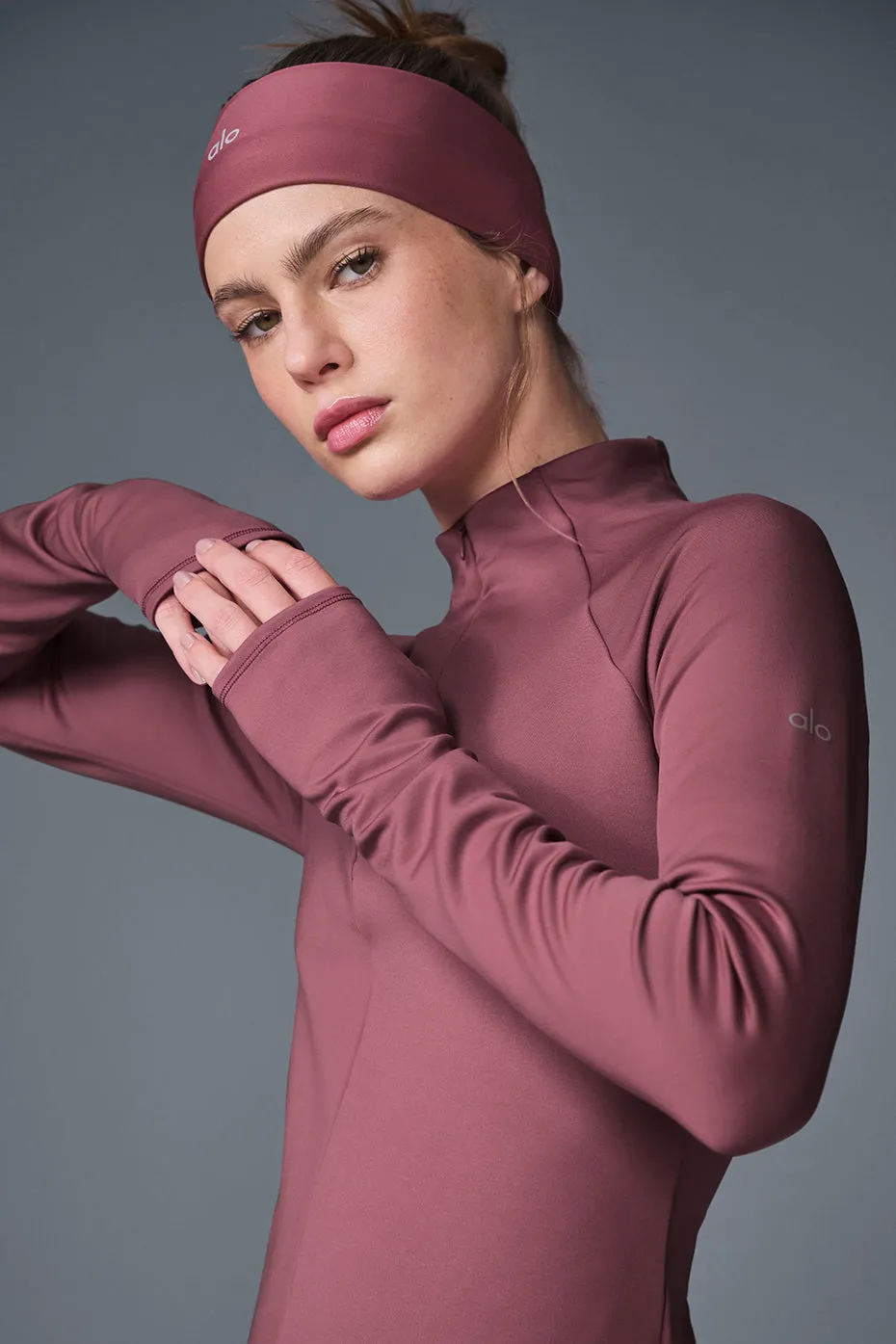 Airlift Winter Warm 1/4 Zip Long Sleeve - Burgundy Truffle sold by Alo Yoga product image thumbnail 2