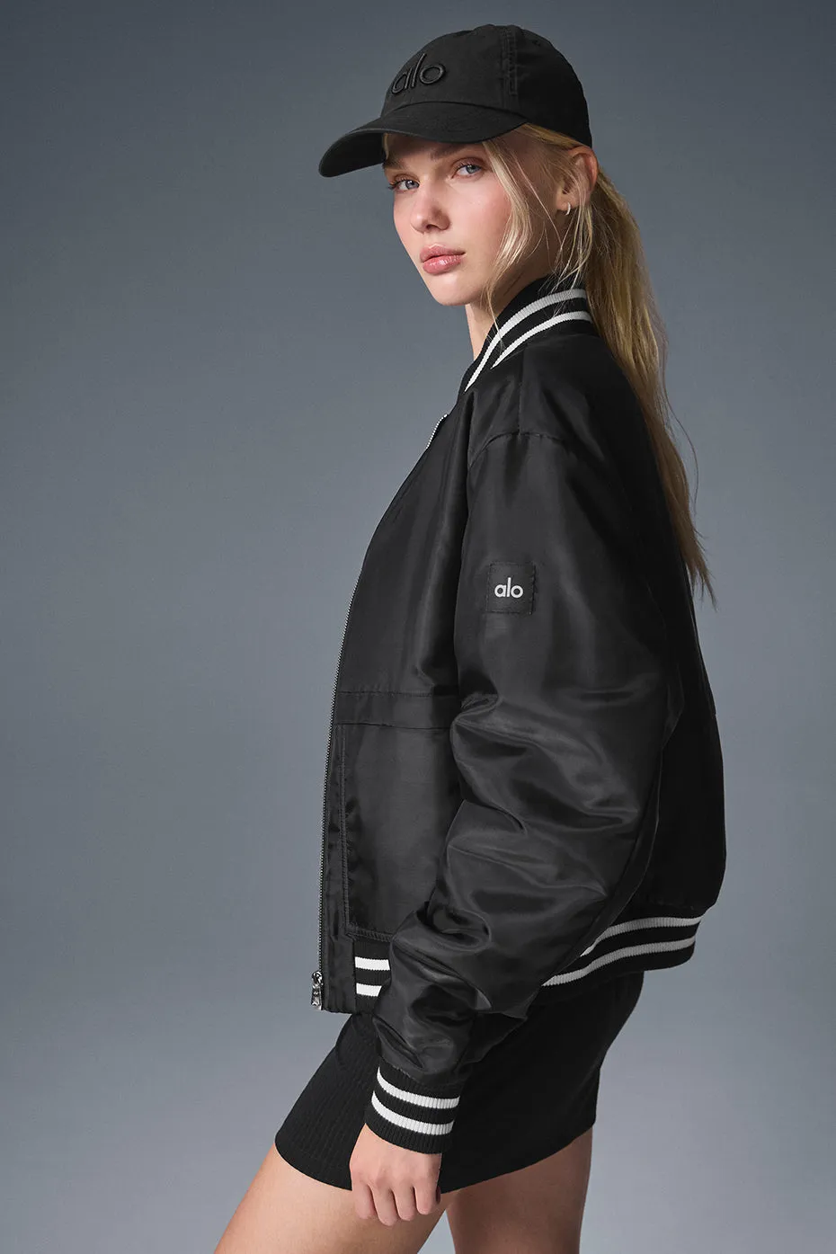 Afterglow Varsity Jacket - Black sold by Alo Yoga product image thumbnail 4