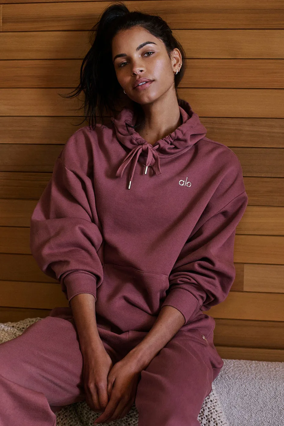 Accolade Hoodie - Burgundy Truffle sold by Alo Yoga