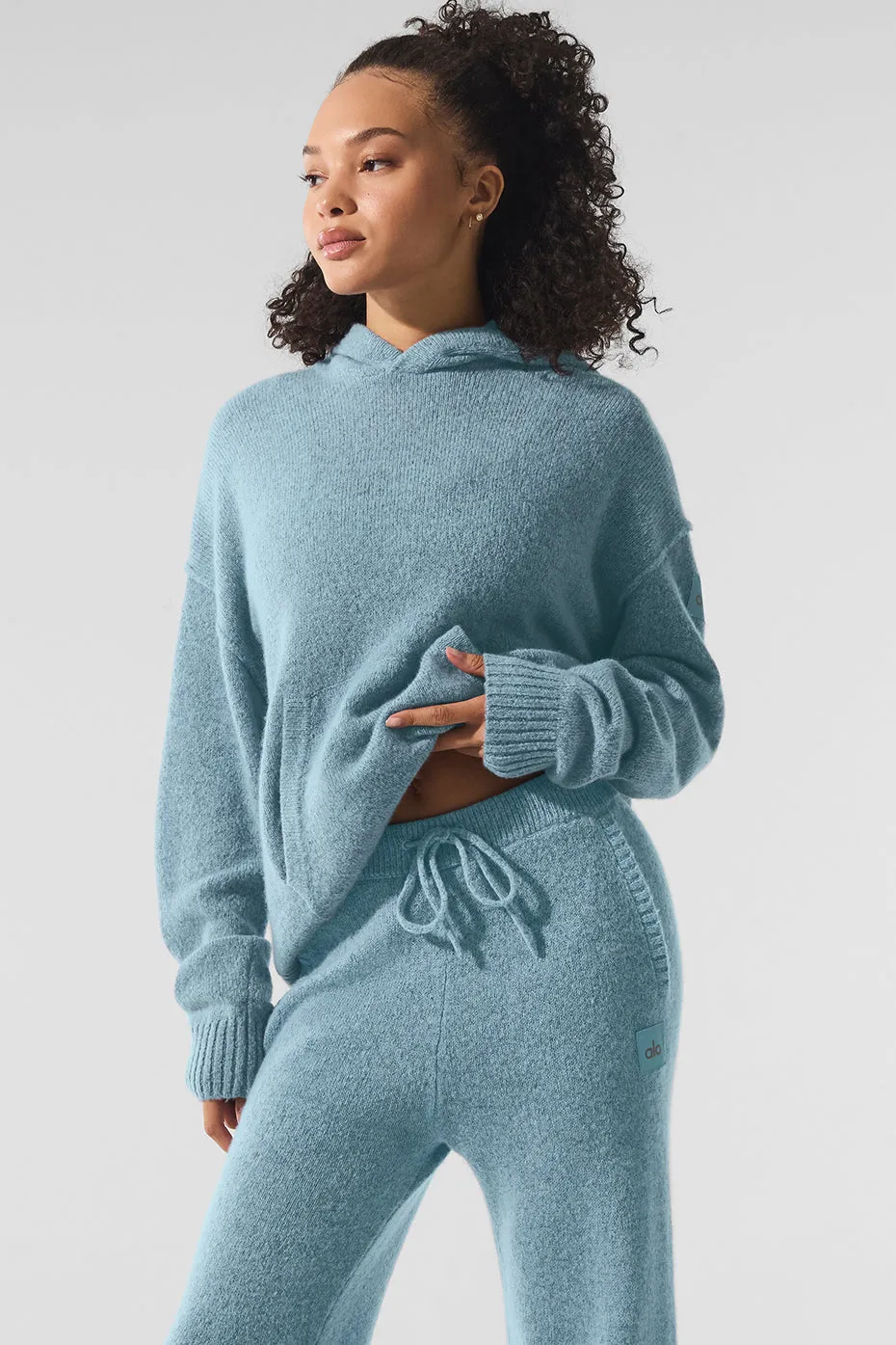 New Class Cashmere Hoodie - Celestial Blue Granite Heather sold by Alo Yoga