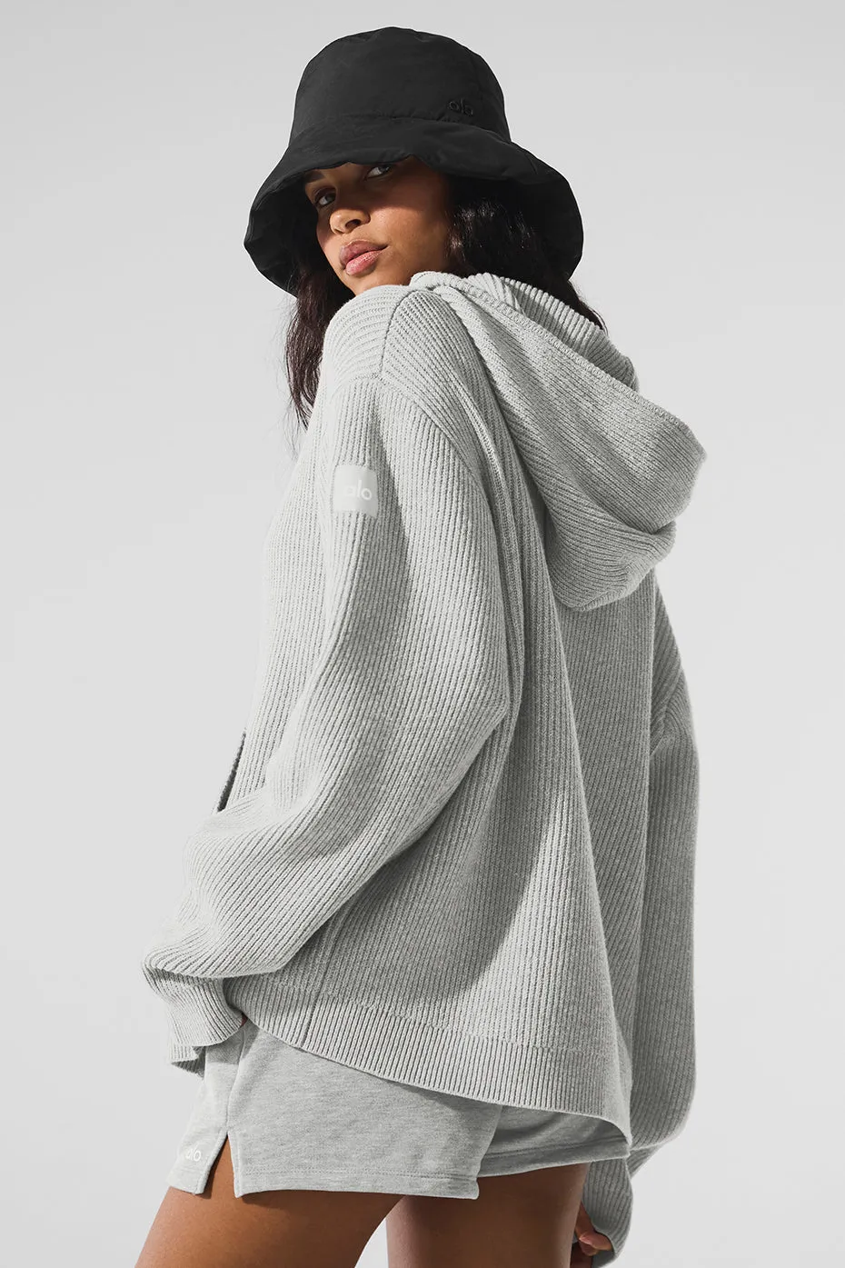 Domain Rib Knit Full Zip Sweater - Athletic Heather Grey sold by Alo Yoga product image thumbnail 3