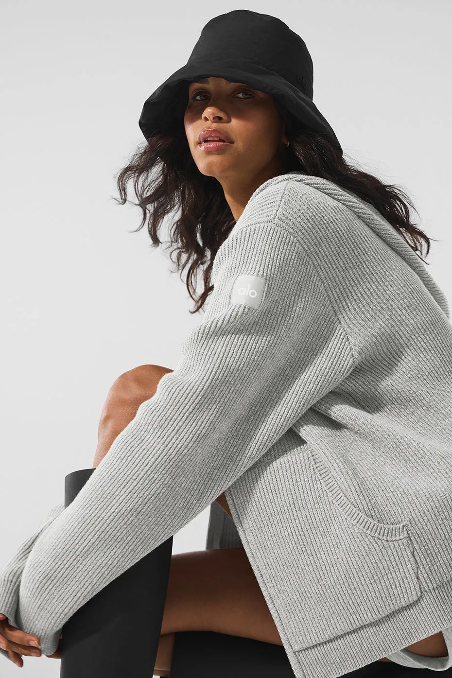 Domain Rib Knit Full Zip Sweater - Athletic Heather Grey sold by Alo Yoga product image thumbnail 2