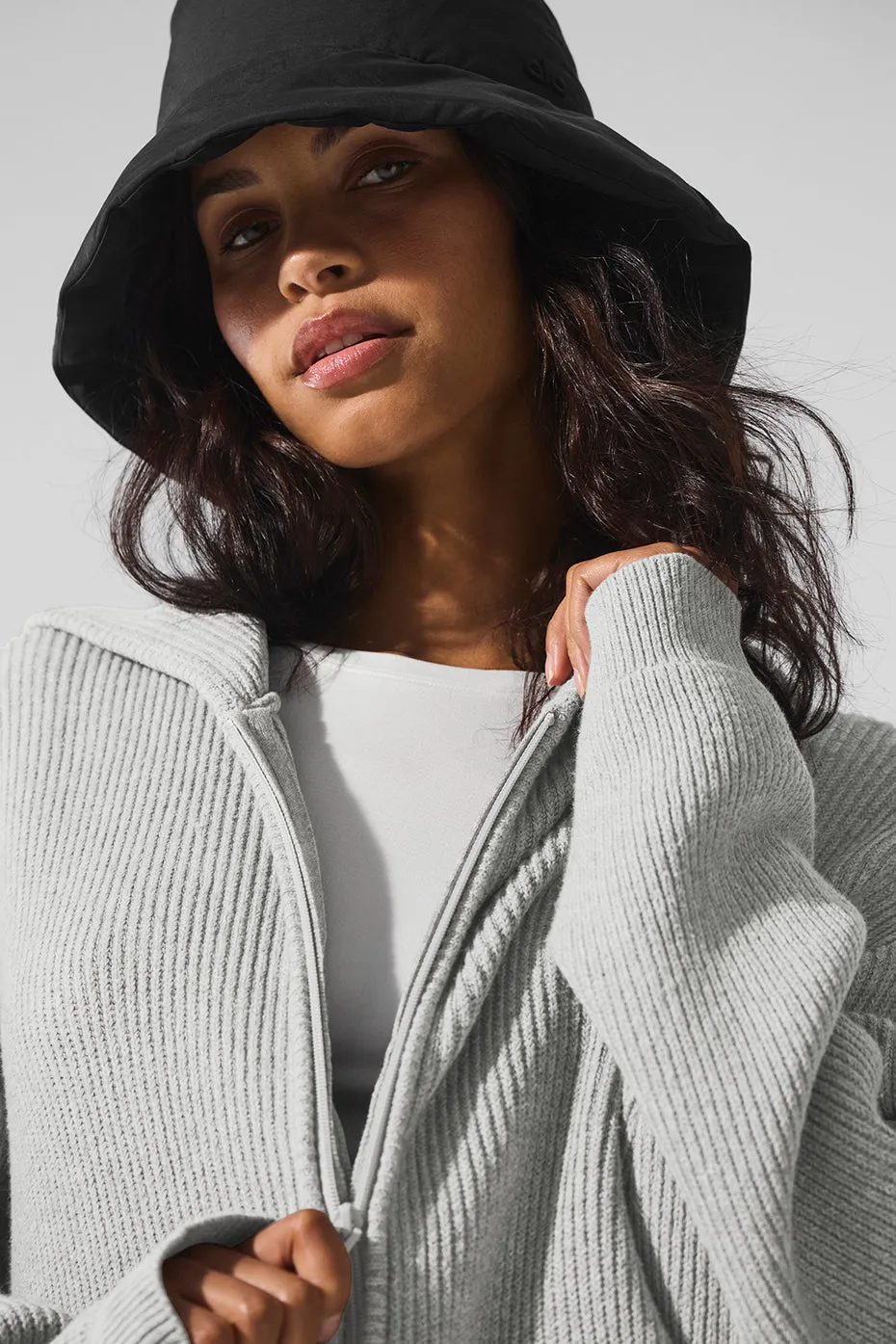 Domain Rib Knit Full Zip Sweater - Athletic Heather Grey sold by Alo Yoga product image thumbnail 5