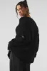 Cable Knit Crew Neck Sweater - Black sold by Alo Yoga